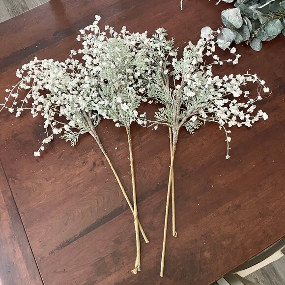 Bundle/4 Cedar Berry, Frosted Cedar Berry Spray, White, Glittered - Picture 8 of 12